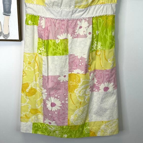 Lilly Pulitzer Vneck Empire Waist Pastel Patchwork Print Tank Dress SZ 4 - Picture 3 of 8